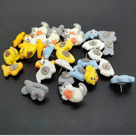 30 pcs Cat Push Pins Cute Thumbtacks Cartoon Pushpins for Cork Board Photo Memo - Picture 6 of 7